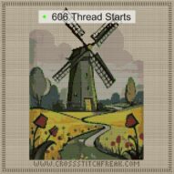 dutch-windmill cross stitch start point map with highlighted thread start positions in the full design