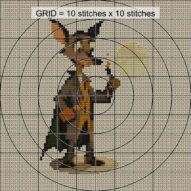 gentle-werewolf close-up cross stitch detail showing color changes, confetti areas and stitch texture