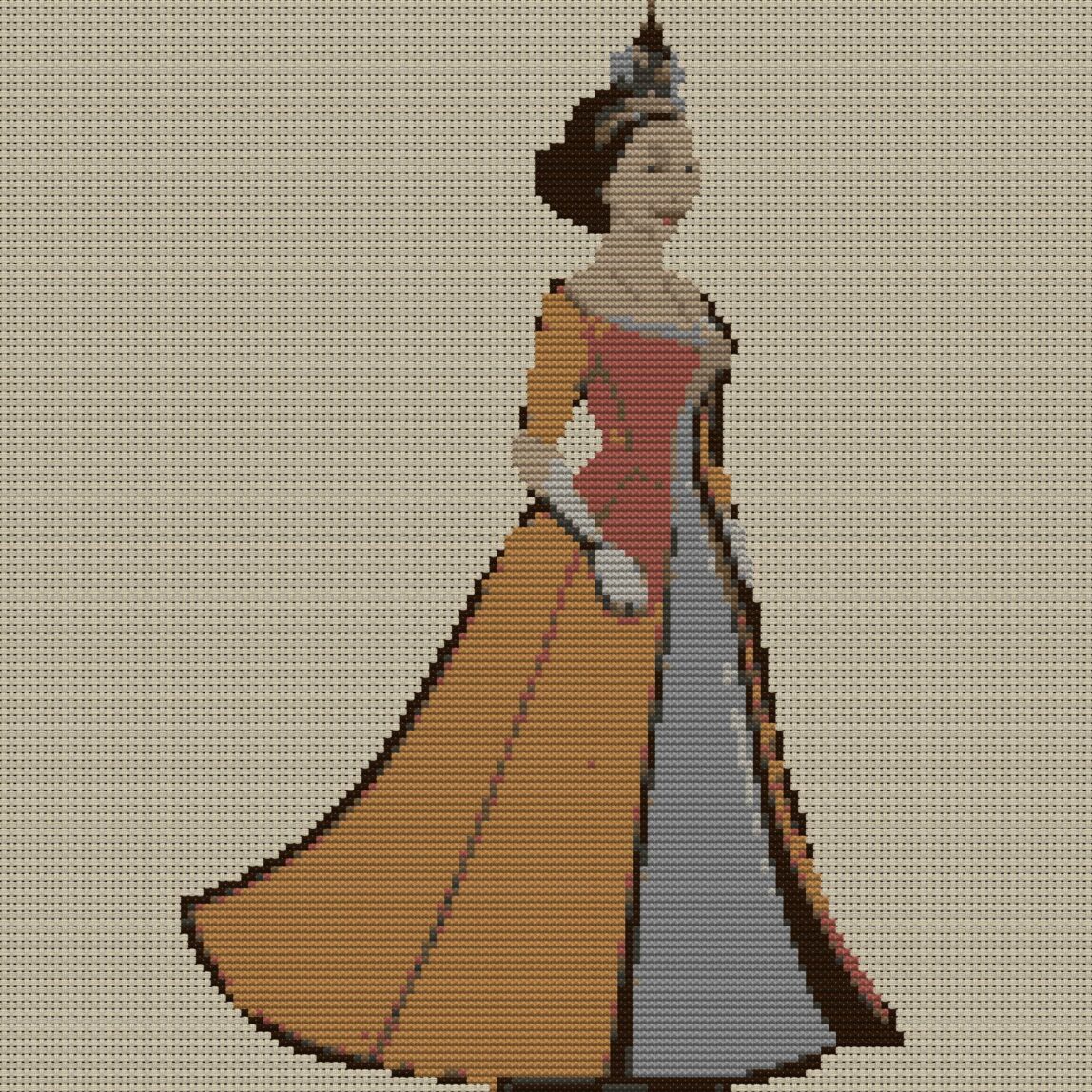 graceful-queen full design mockup without frame graceful-queen full cross stitch design mockup without frame, realistic embroidery preview