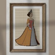 graceful-queen alternative framed cross stitch mockup, realistic finished embroidery presentation