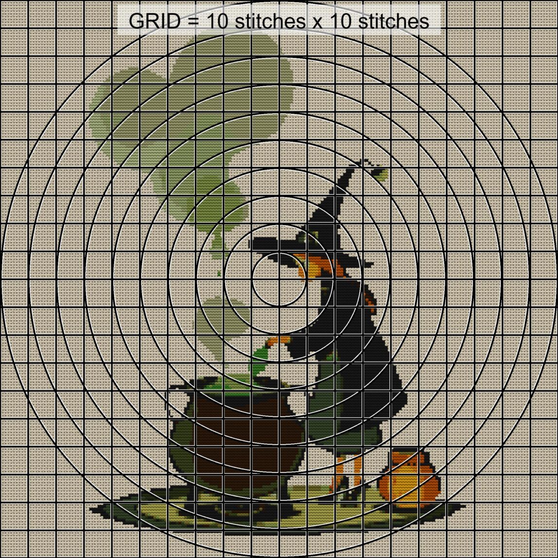 magic-brew-witch zoomed stitching detail magic-brew-witch close-up cross stitch detail showing color changes, confetti areas and stitch texture