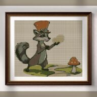 magic-raccoon cross stitch start point map with highlighted thread start positions in the full design