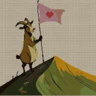 mountain-climbing-goat full cross stitch design mockup without frame, realistic embroidery preview