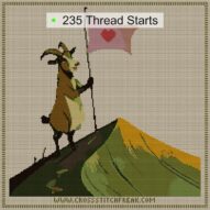 mountain-climbing-goat cross stitch start point map with highlighted thread start positions in the full design