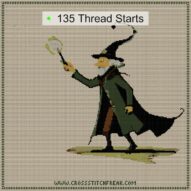 mystic-wands-sage cross stitch start point map with highlighted thread start positions in the full design
