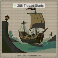 pirate-galleon cross stitch start point map with highlighted thread start positions in the full design