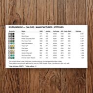 river-bridge thread color chart with DMC, Anchor, Sullivans, J&P Coats and Maxi color references