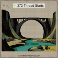 river-bridge cross stitch start point map with highlighted thread start positions in the full design