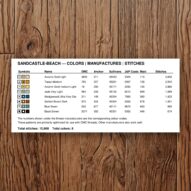 sandcastle-beach thread color chart with DMC, Anchor, Sullivans, J&P Coats and Maxi color references