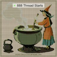 witch-brewing-elixir cross stitch start point map with highlighted thread start positions in the full design