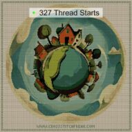 world-in-droplets cross stitch start point map with highlighted thread start positions in the full design