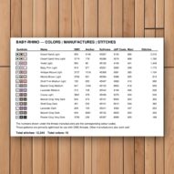 baby-rhino thread color chart with DMC, Anchor, Sullivans, J&P Coats and Maxi color references
