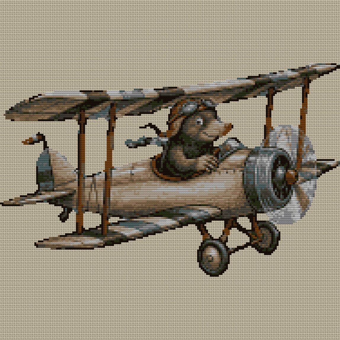 flying-mole full cross stitch design mockup without frame, realistic embroidery preview