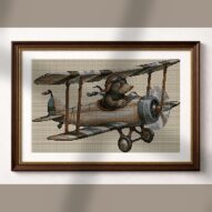 flying-mole alternative framed cross stitch mockup, realistic finished embroidery presentation