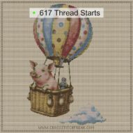 flying-pig cross stitch start point map with highlighted thread start positions in the full design