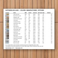 capybara-in-glass thread color chart with DMC, Anchor, Sullivans, J&P Coats and Maxi color references