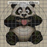 cheeky-panda close-up cross stitch detail showing color changes, confetti areas and stitch texture