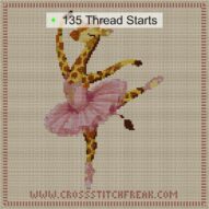 giraffe-dancing-ballet cross stitch start point map with highlighted thread start positions in the full design