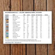 goldfish-in-bottle thread color chart with DMC, Anchor, Sullivans, J&P Coats and Maxi color references