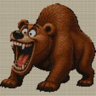 grizzly-bear full cross stitch design mockup without frame, realistic embroidery preview