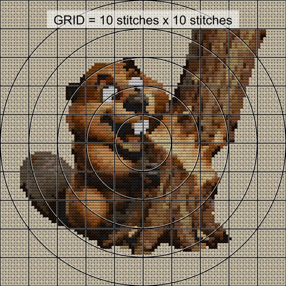 happy-beaver zoomed stitching detail happy-beaver close-up cross stitch detail showing color changes, confetti areas and stitch texture