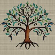 delicate-tree-of-life full cross stitch design mockup without frame, realistic embroidery preview