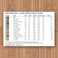 thick-trunk-tree thread color chart with DMC, Anchor, Sullivans, J&P Coats and Maxi color references