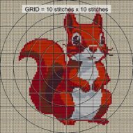 cute-squirrel_001 close-up cross stitch detail showing color changes, confetti areas and stitch texture