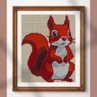 cute-squirrel_001 alternative framed cross stitch mockup, realistic finished embroidery presentation