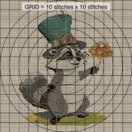magic-raccoon-toadstool close-up cross stitch detail showing color changes, confetti areas and stitch texture