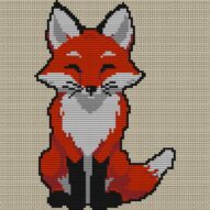 cleverly-grinning-fox_030 full cross stitch design mockup without frame, realistic embroidery preview