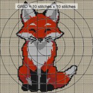 cleverly-grinning-fox_030 close-up cross stitch detail showing color changes, confetti areas and stitch texture