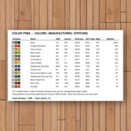 color-tree thread color chart with DMC, Anchor, Sullivans, J&P Coats and Maxi color references