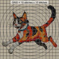 red-cat close-up cross stitch detail showing color changes, confetti areas and stitch texture