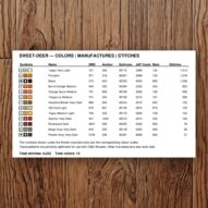 sweet-deer thread color chart with DMC, Anchor, Sullivans, J&P Coats and Maxi color references