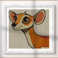sweet-deer alternative framed cross stitch mockup, realistic finished embroidery presentation