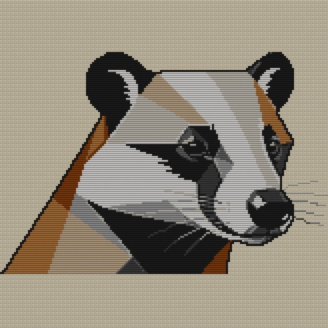 stylish-badger full cross stitch design mockup without frame, realistic embroidery preview