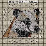 stylish-badger close-up cross stitch detail showing color changes, confetti areas and stitch texture