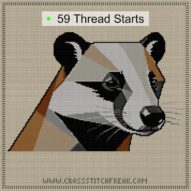 stylish-badger cross stitch start point map with highlighted thread start positions in the full design