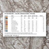stylish-beaver thread color chart with DMC, Anchor, Sullivans, J&P Coats and Maxi color references