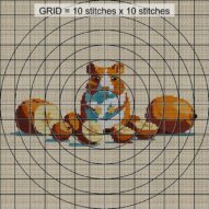 true-hamster close-up cross stitch detail showing color changes, confetti areas and stitch texture
