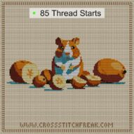 true-hamster cross stitch start point map with highlighted thread start positions in the full design