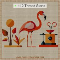 minimal-flamingo-still-li cross stitch start point map with highlighted thread start positions in the full design