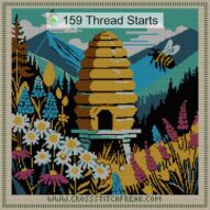 bee-hive_v17 cross stitch start point map with highlighted thread start positions in the full design