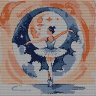 ballet-dancer_v08 full cross stitch design mockup without frame, realistic embroidery preview