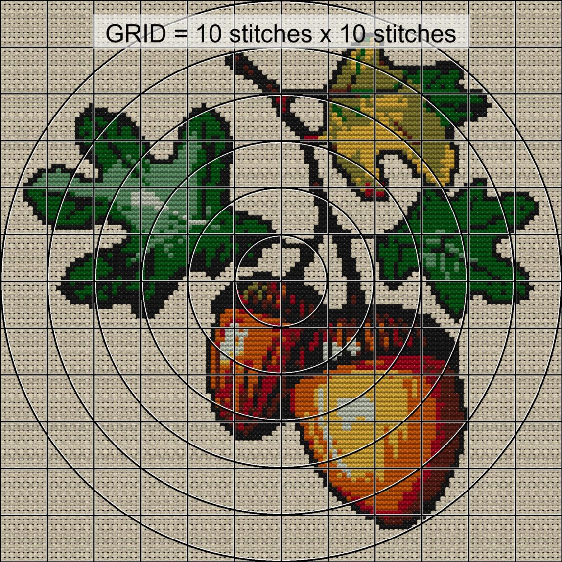 acorn_v08 zoomed stitching detail acorn_v08 close-up cross stitch detail showing color changes, confetti areas and stitch texture