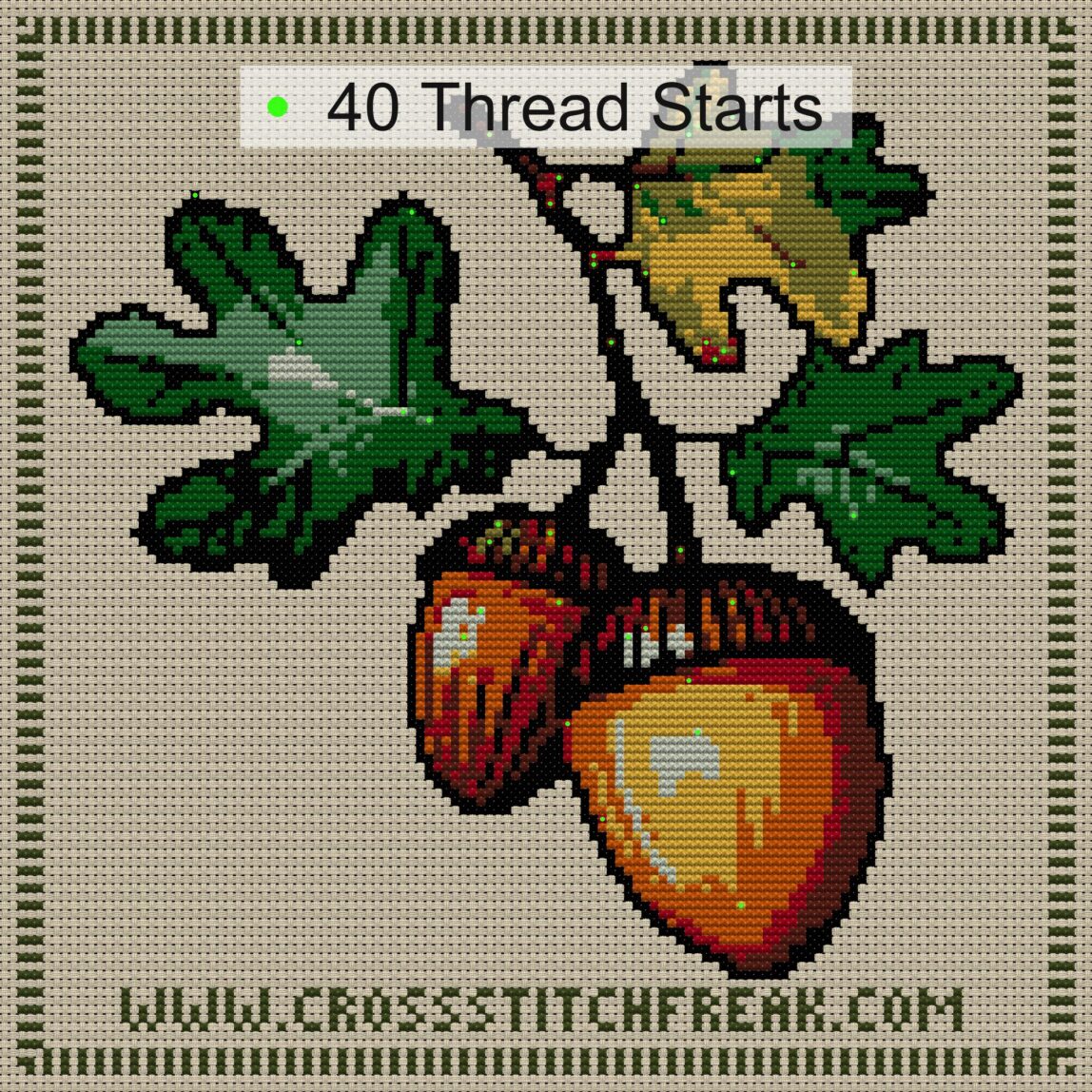 acorn_v08 thread start point map acorn_v08 cross stitch start point map with highlighted thread start positions in the full design