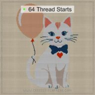 cat-with-balloon cross stitch start point map with highlighted thread start positions in the full design