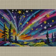 constellation full cross stitch design mockup without frame, realistic embroidery preview