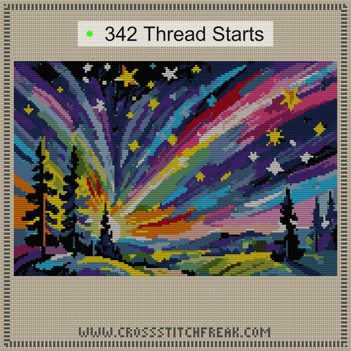 constellation thread start point map constellation cross stitch start point map with highlighted thread start positions in the full design